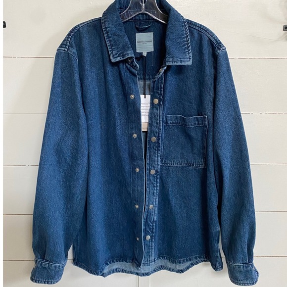 BAGATELLE HOMME Men's Denim Shirt Jacket Blue Button Up Size L NWT - Picture 10 of 11